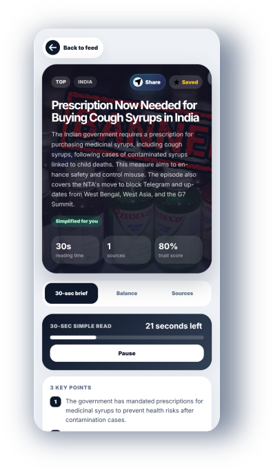 NewsKart 30-second brief screen